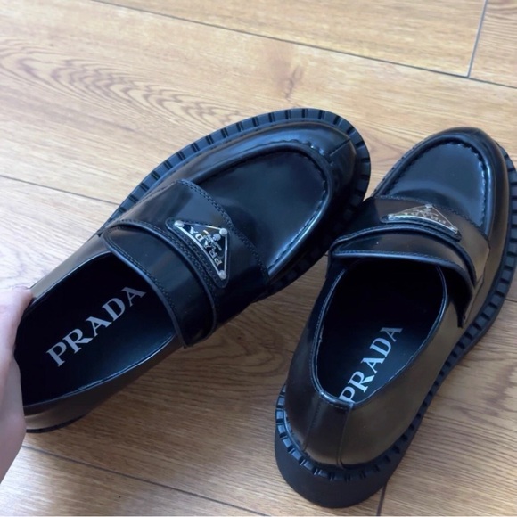 Prada Black Platform Loafers - Picture 1 of 5
